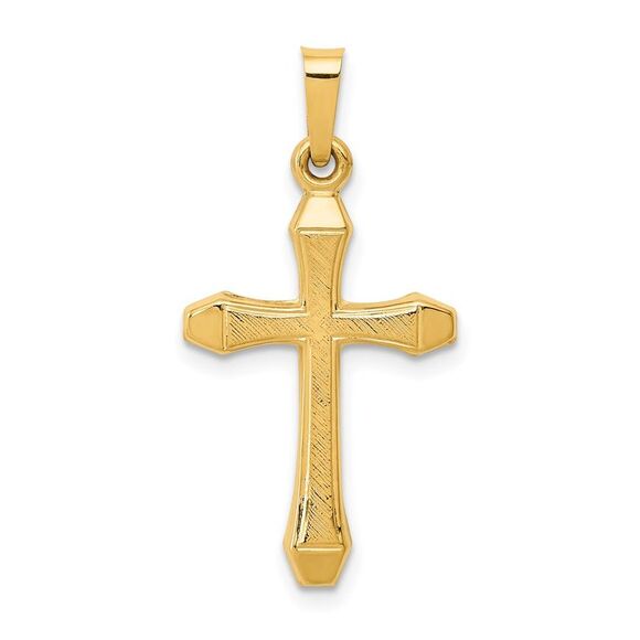 Kazi Luxury 14k Yellow Gold Textured and Polished Latin Cross Pendant